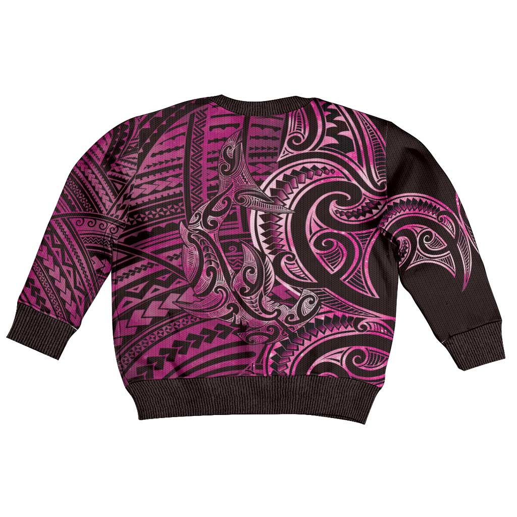New Zealand Hammerhead Shark Kid Ugly Christmas Sweater Maori Haehae Mangopare Pink - Aussie Hoodie