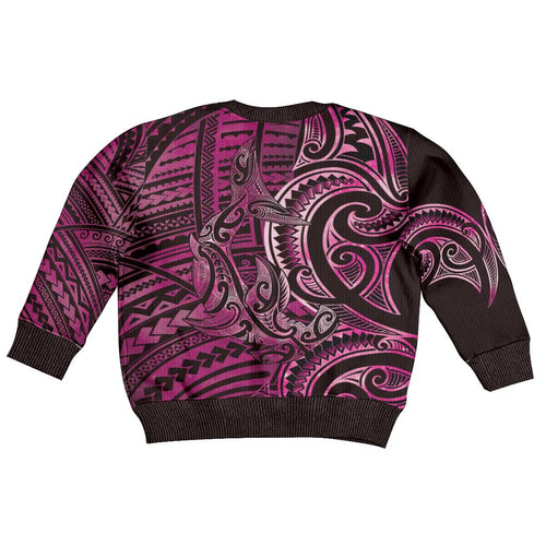 New Zealand Hammerhead Shark Kid Ugly Christmas Sweater Maori Haehae Mangopare Pink - Aussie Hoodie