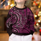 New Zealand Hammerhead Shark Kid Ugly Christmas Sweater Maori Haehae Mangopare Pink - Aussie Hoodie