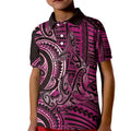 New Zealand Hammerhead Shark Kid Polo Shirt Maori Haehae Mangopare Pink - Aussie Hoodie