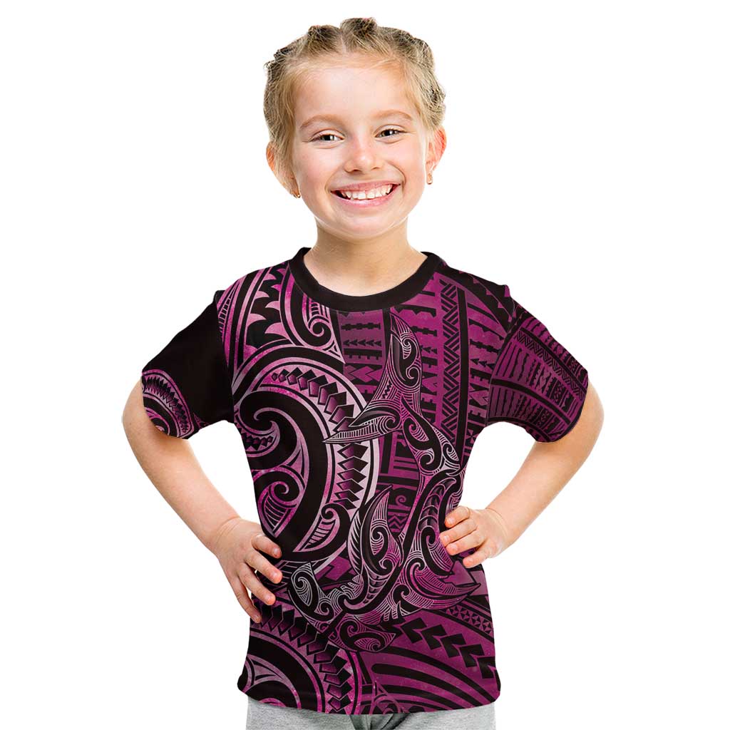 New Zealand Hammerhead Shark Kid T Shirt Maori Haehae Mangopare Pink - Aussie Hoodie