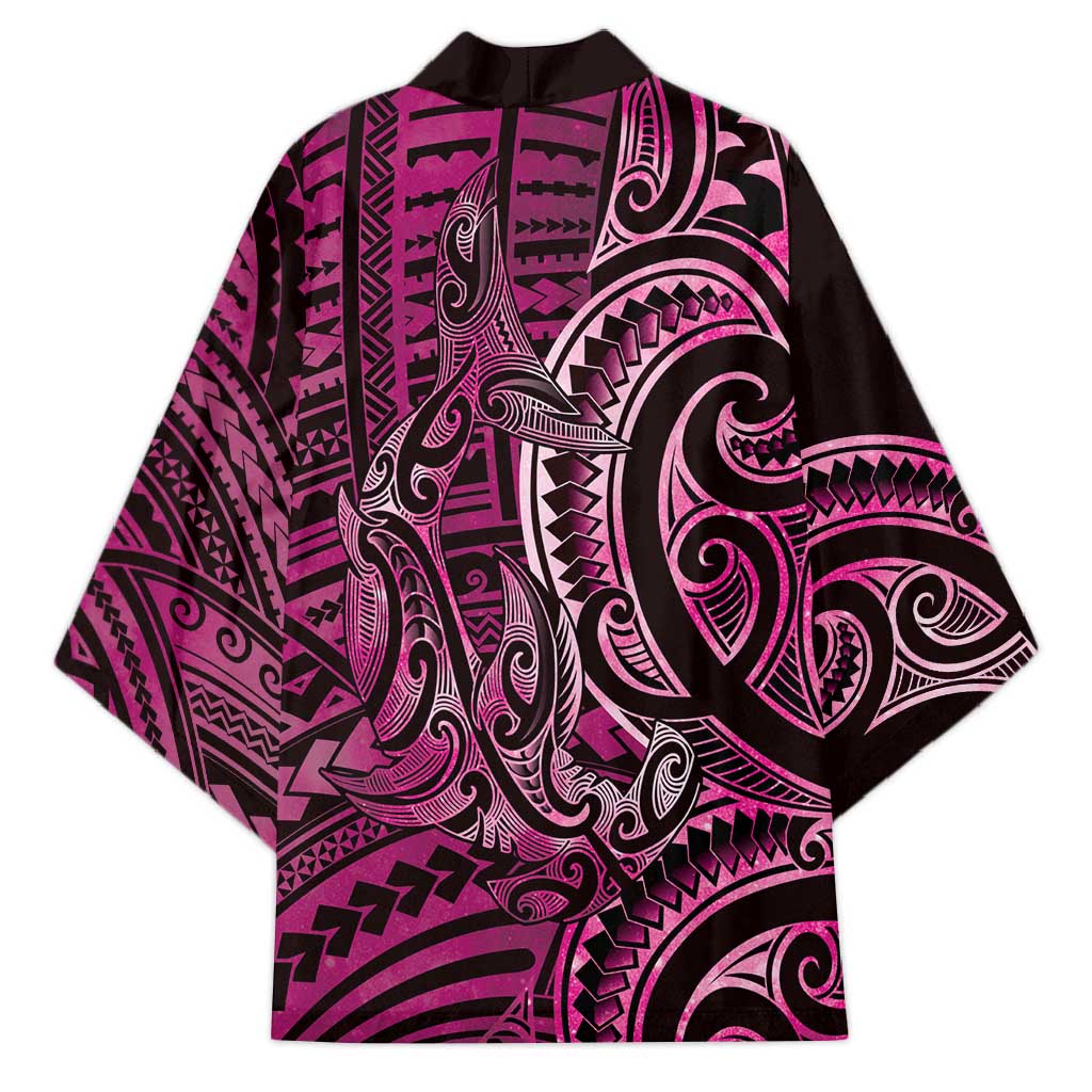 New Zealand Hammerhead Shark Kimono Maori Haehae Mangopare Pink - Aussie Hoodie