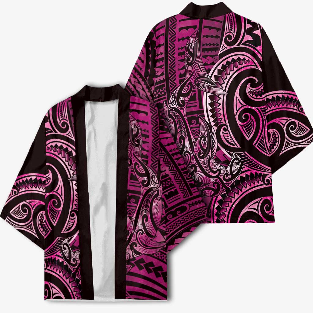 New Zealand Hammerhead Shark Kimono Maori Haehae Mangopare Pink - Aussie Hoodie
