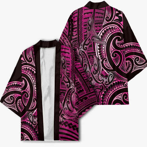 New Zealand Hammerhead Shark Kimono Maori Haehae Mangopare Pink - Aussie Hoodie