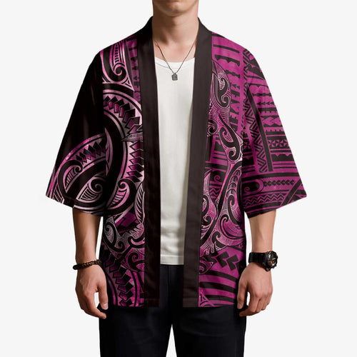 New Zealand Hammerhead Shark Kimono Maori Haehae Mangopare Pink - Aussie Hoodie