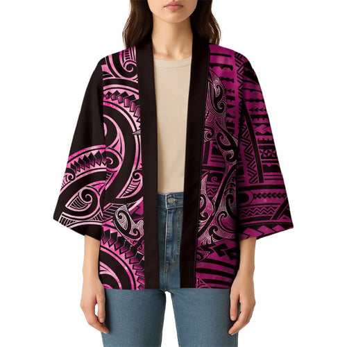 New Zealand Hammerhead Shark Kimono Maori Haehae Mangopare Pink - Aussie Hoodie
