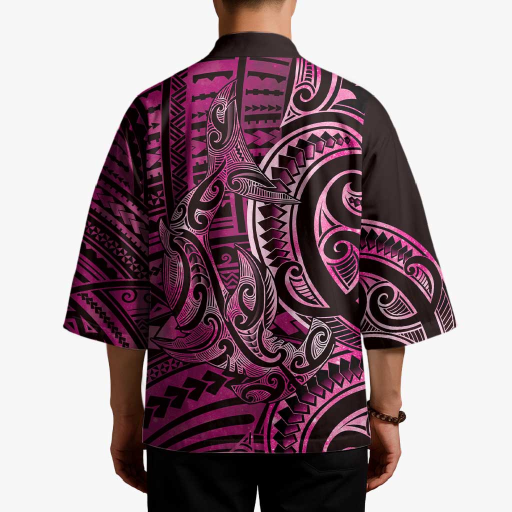 New Zealand Hammerhead Shark Kimono Maori Haehae Mangopare Pink - Aussie Hoodie