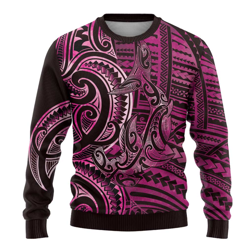 New Zealand Hammerhead Shark Ugly Christmas Sweater Maori Haehae Mangopare Pink - Aussie Hoodie