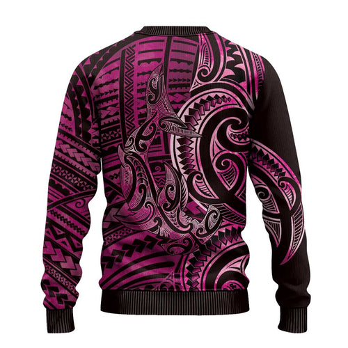 New Zealand Hammerhead Shark Ugly Christmas Sweater Maori Haehae Mangopare Pink - Aussie Hoodie