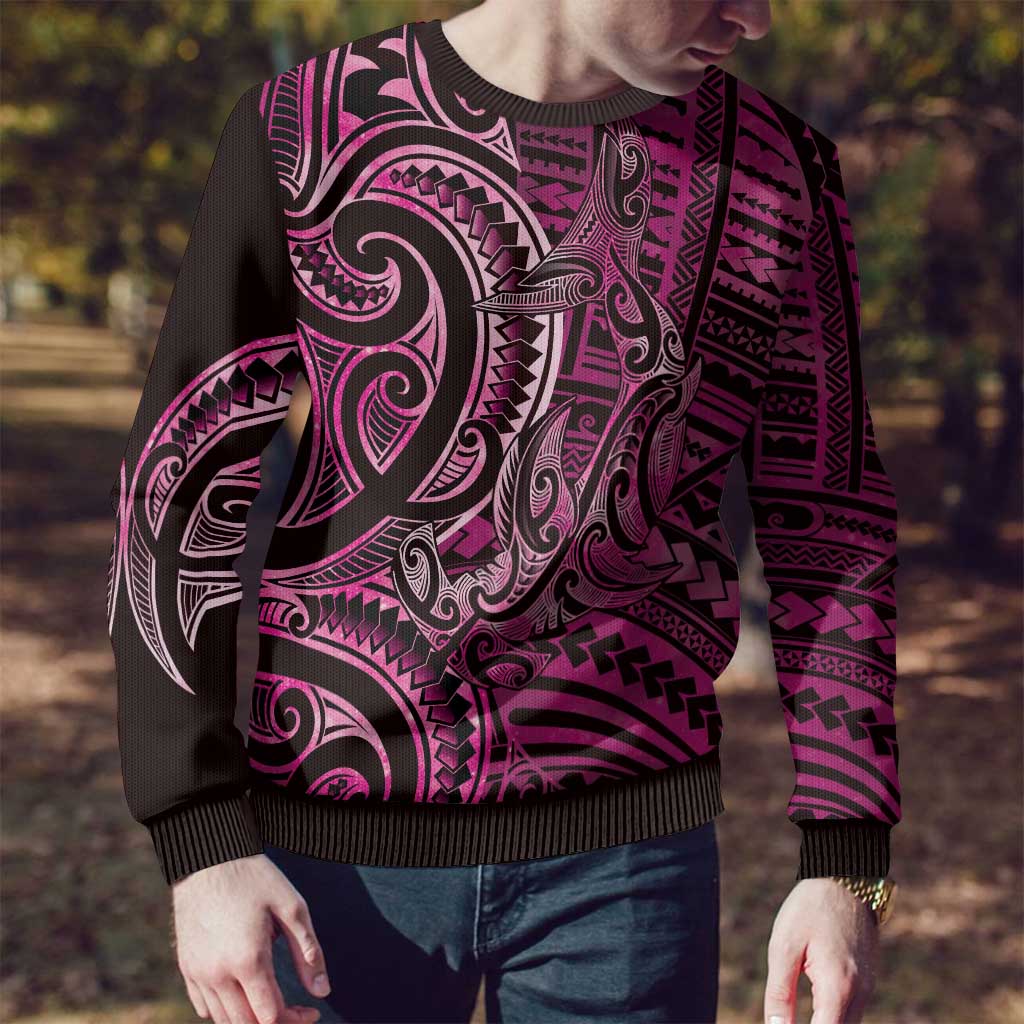 New Zealand Hammerhead Shark Ugly Christmas Sweater Maori Haehae Mangopare Pink - Aussie Hoodie