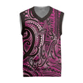 New Zealand Hammerhead Shark Christmas Knitted V-Neck Vest Maori Haehae Mangopare Pink - Aussie Hoodie