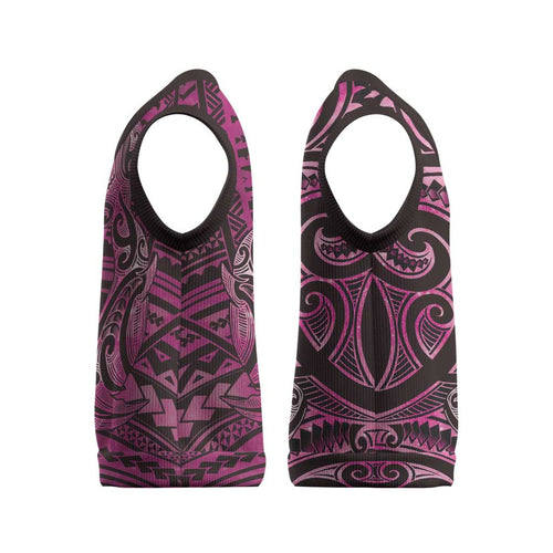New Zealand Hammerhead Shark Christmas Knitted V-Neck Vest Maori Haehae Mangopare Pink - Aussie Hoodie
