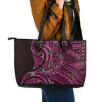 New Zealand Hammerhead Shark Leather Tote Bag Maori Haehae Mangopare Pink - Aussie Hoodie