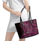 New Zealand Hammerhead Shark Leather Tote Bag Maori Haehae Mangopare Pink - Aussie Hoodie