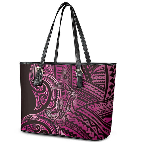 New Zealand Hammerhead Shark Leather Tote Bag Maori Haehae Mangopare Pink - Aussie Hoodie