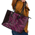New Zealand Hammerhead Shark Leather Tote Bag Maori Haehae Mangopare Pink - Aussie Hoodie
