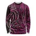 New Zealand Hammerhead Shark Long Sleeve Shirt Maori Haehae Mangopare Pink - Aussie Hoodie