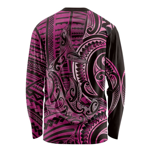 New Zealand Hammerhead Shark Long Sleeve Shirt Maori Haehae Mangopare Pink - Aussie Hoodie