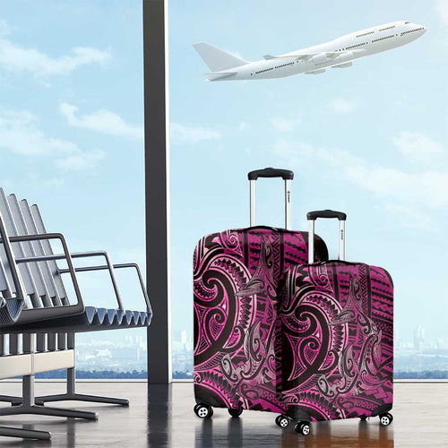 New Zealand Hammerhead Shark Luggage Cover Maori Haehae Mangopare Pink - Aussie Hoodie