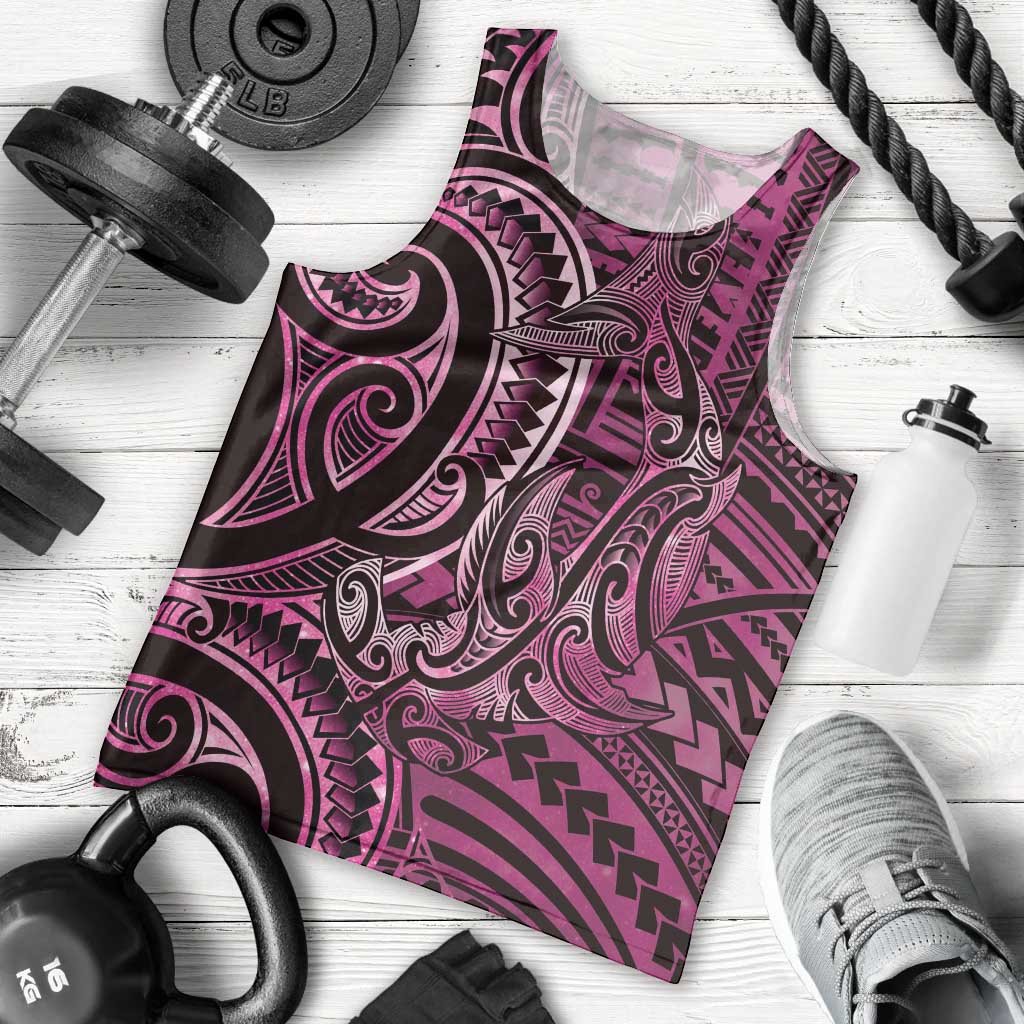 New Zealand Hammerhead Shark Men Tank Top Maori Haehae Mangopare Pink - Aussie Hoodie