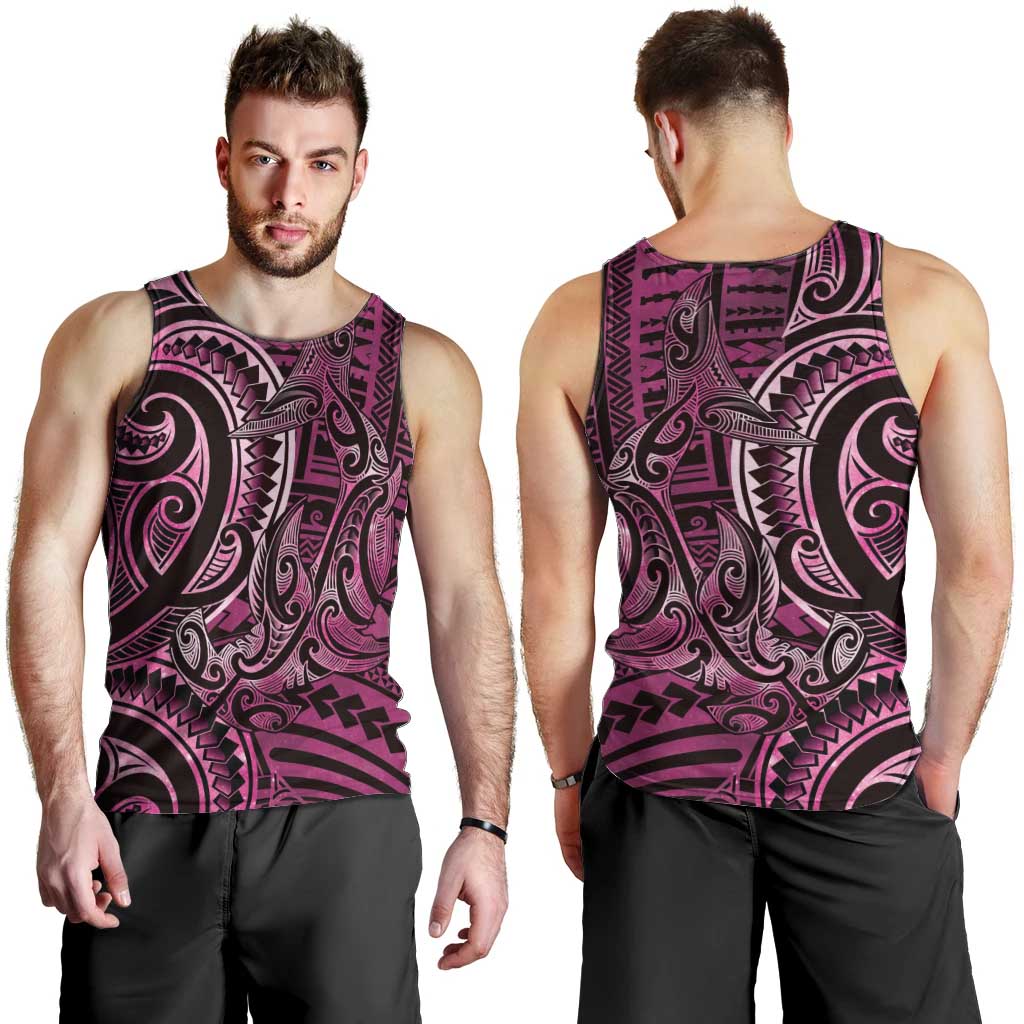 New Zealand Hammerhead Shark Men Tank Top Maori Haehae Mangopare Pink - Aussie Hoodie