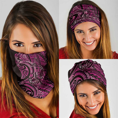 New Zealand Hammerhead Shark Neck Gaiter Maori Haehae Mangopare Pink - Aussie Hoodie