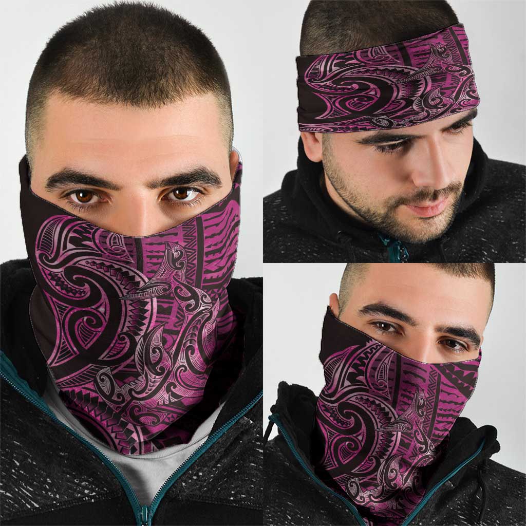 New Zealand Hammerhead Shark Neck Gaiter Maori Haehae Mangopare Pink - Aussie Hoodie