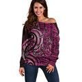 New Zealand Hammerhead Shark Off Shoulder Sweater Maori Haehae Mangopare Pink - Aussie Hoodie