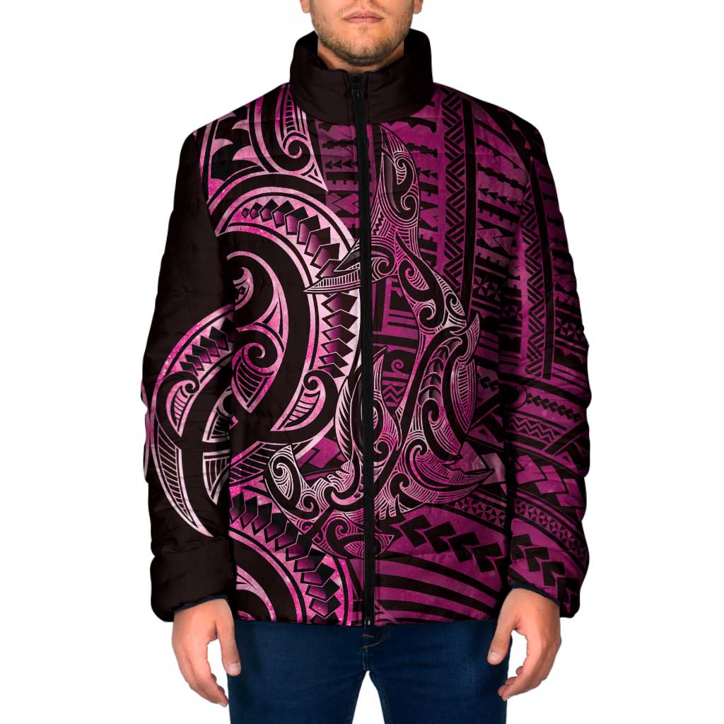 New Zealand Hammerhead Shark Padded Jacket Maori Haehae Mangopare Pink - Aussie Hoodie