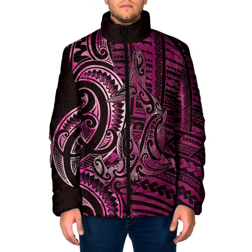 New Zealand Hammerhead Shark Padded Jacket Maori Haehae Mangopare Pink - Aussie Hoodie