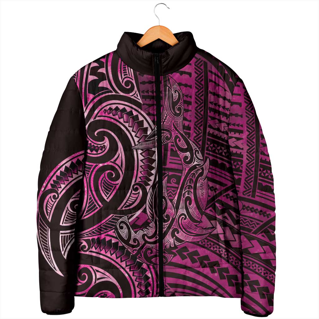 New Zealand Hammerhead Shark Padded Jacket Maori Haehae Mangopare Pink - Aussie Hoodie