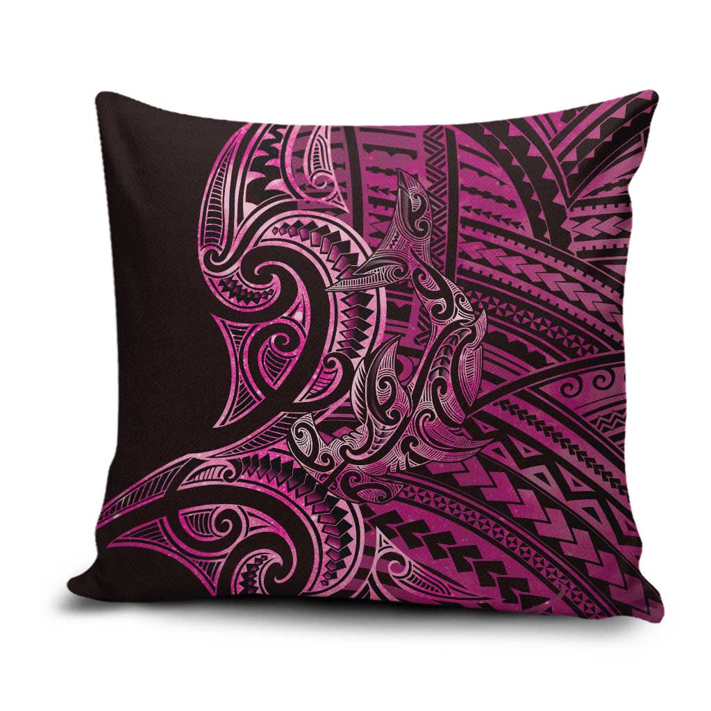 New Zealand Hammerhead Shark Pillow Cover Maori Haehae Mangopare Pink - Aussie Hoodie