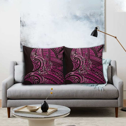 New Zealand Hammerhead Shark Pillow Cover Maori Haehae Mangopare Pink - Aussie Hoodie