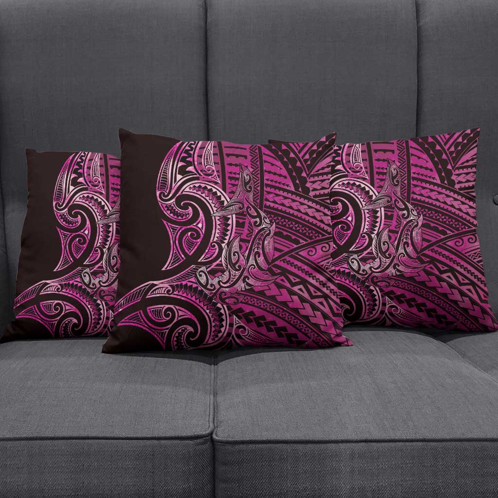 New Zealand Hammerhead Shark Pillow Cover Maori Haehae Mangopare Pink - Aussie Hoodie