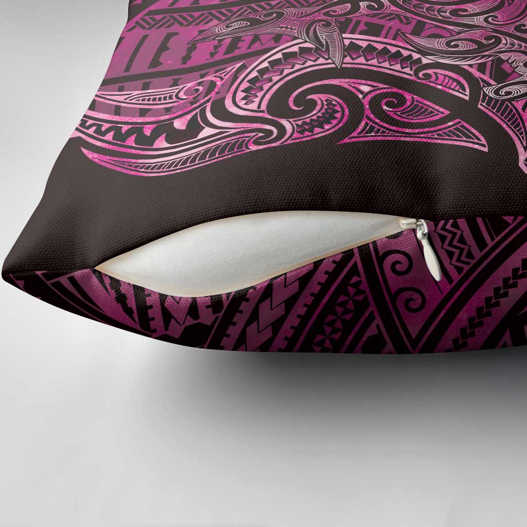 New Zealand Hammerhead Shark Pillow Cover Maori Haehae Mangopare Pink - Aussie Hoodie