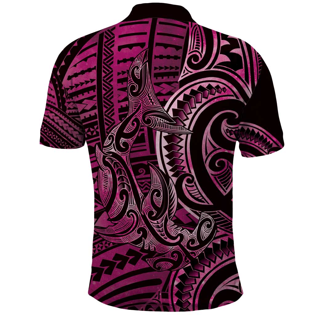 New Zealand Hammerhead Shark Polo Shirt Maori Haehae Mangopare Pink - Aussie Hoodie