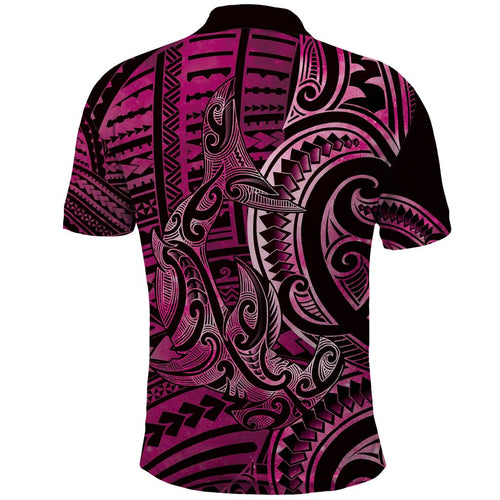 New Zealand Hammerhead Shark Polo Shirt Maori Haehae Mangopare Pink - Aussie Hoodie