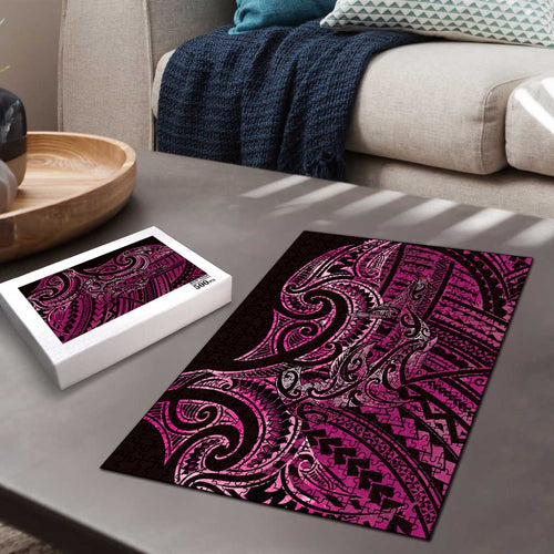 New Zealand Hammerhead Shark Puzzle Maori Haehae Mangopare Pink - Aussie Hoodie
