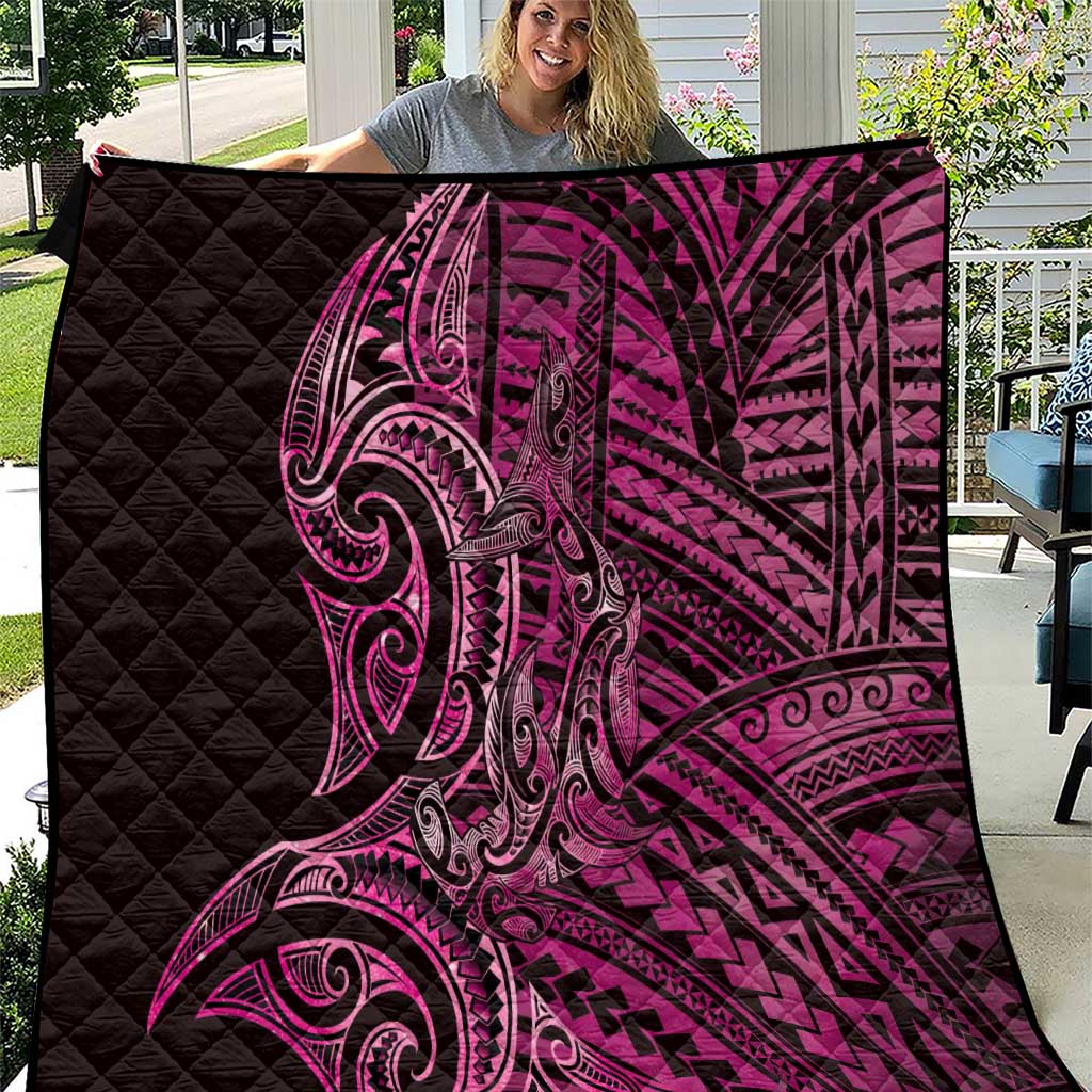 New Zealand Hammerhead Shark Quilt Maori Haehae Mangopare Pink - Aussie Hoodie