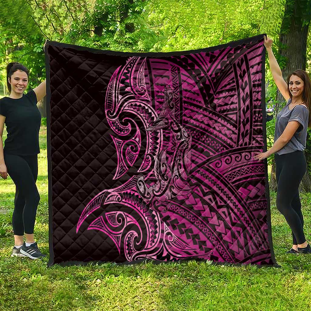 New Zealand Hammerhead Shark Quilt Maori Haehae Mangopare Pink - Aussie Hoodie