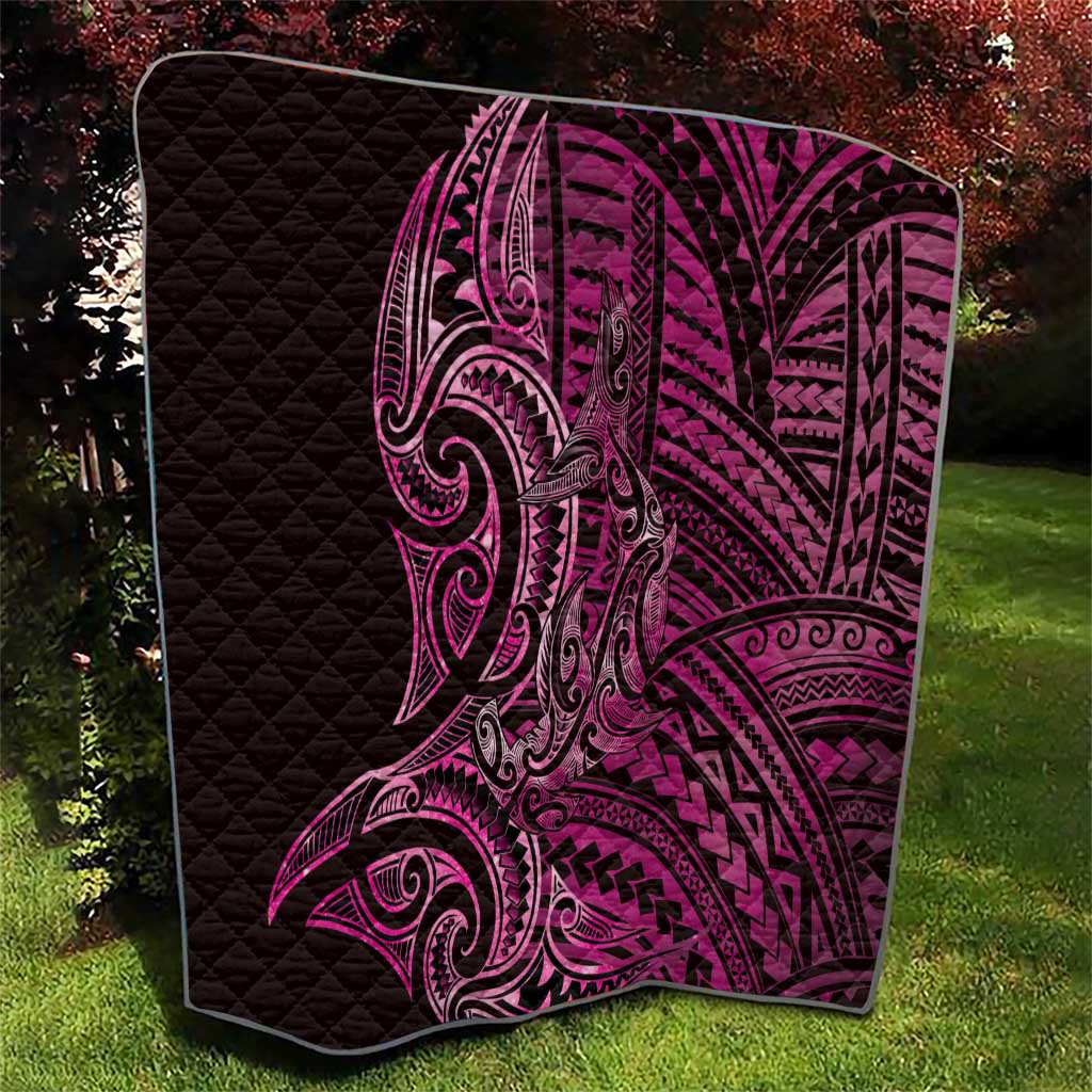 New Zealand Hammerhead Shark Quilt Maori Haehae Mangopare Pink - Aussie Hoodie