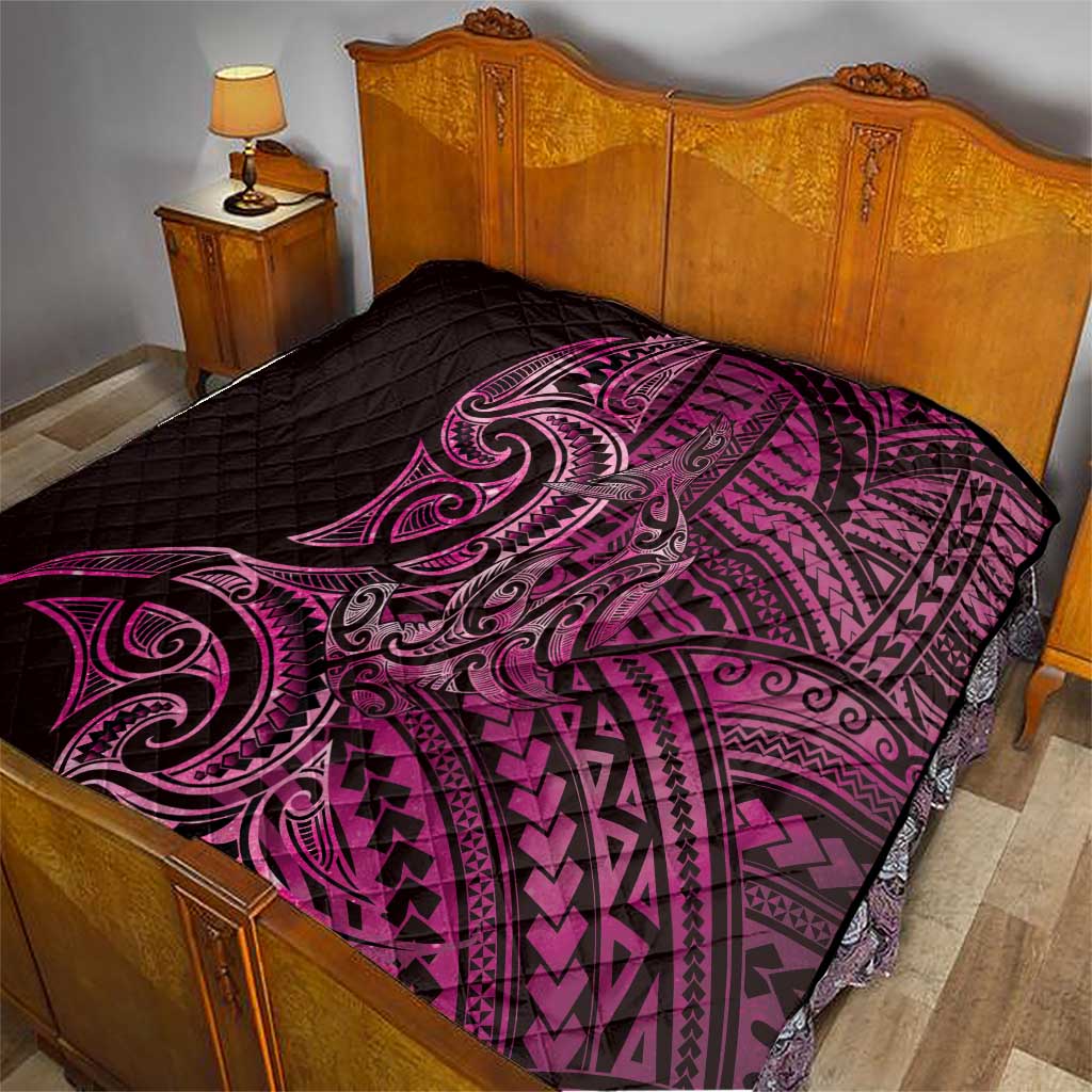 New Zealand Hammerhead Shark Quilt Maori Haehae Mangopare Pink - Aussie Hoodie