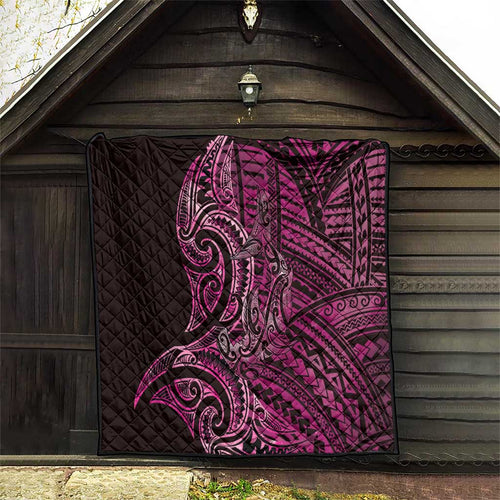 New Zealand Hammerhead Shark Quilt Maori Haehae Mangopare Pink - Aussie Hoodie