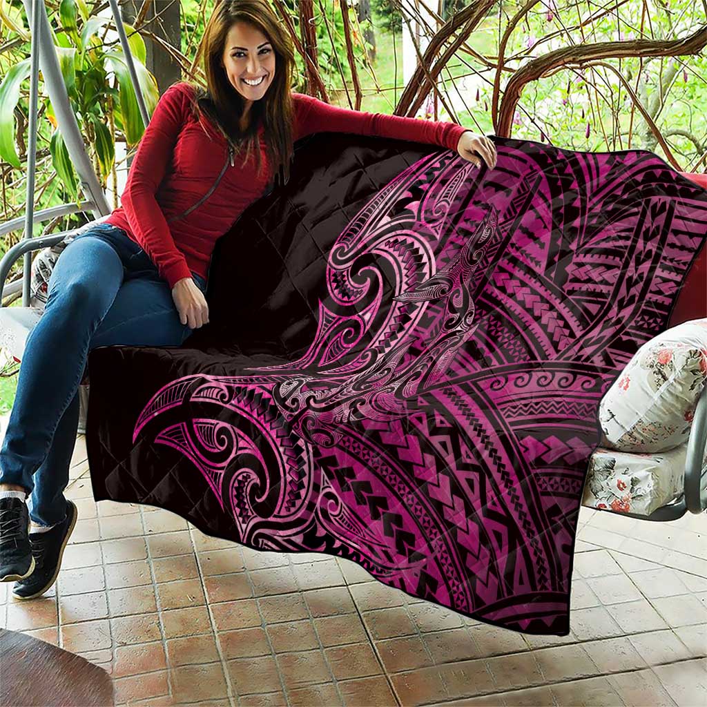 New Zealand Hammerhead Shark Quilt Maori Haehae Mangopare Pink - Aussie Hoodie