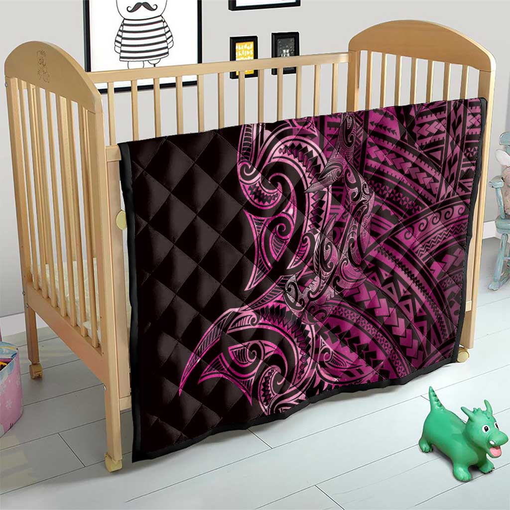 New Zealand Hammerhead Shark Quilt Maori Haehae Mangopare Pink - Aussie Hoodie