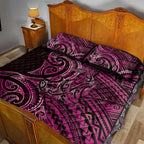 New Zealand Hammerhead Shark Quilt Bed Set Maori Haehae Mangopare Pink - Aussie Hoodie