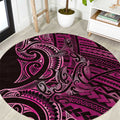 New Zealand Hammerhead Shark Round Carpet Maori Haehae Mangopare Pink - Aussie Hoodie