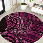 New Zealand Hammerhead Shark Round Carpet Maori Haehae Mangopare Pink - Aussie Hoodie