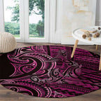 New Zealand Hammerhead Shark Round Carpet Maori Haehae Mangopare Pink - Aussie Hoodie