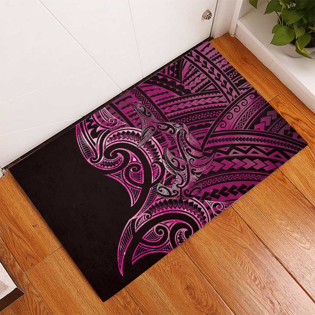 New Zealand Hammerhead Shark Rubber Doormat Maori Haehae Mangopare Pink - Aussie Hoodie